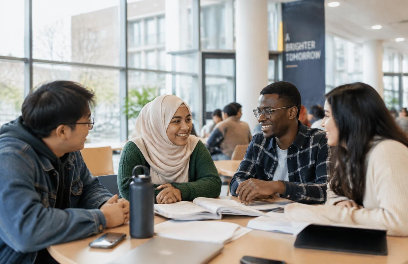 International students studying together